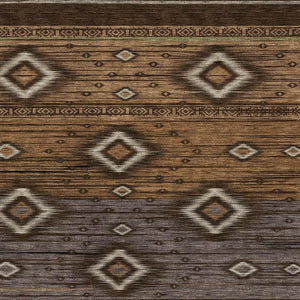 HomeRoots 9' X 12' Chocolate and Gray Tribal Area Rug - UV Protected, Stain-Resistant, Easy-Care Design for Homes 708915