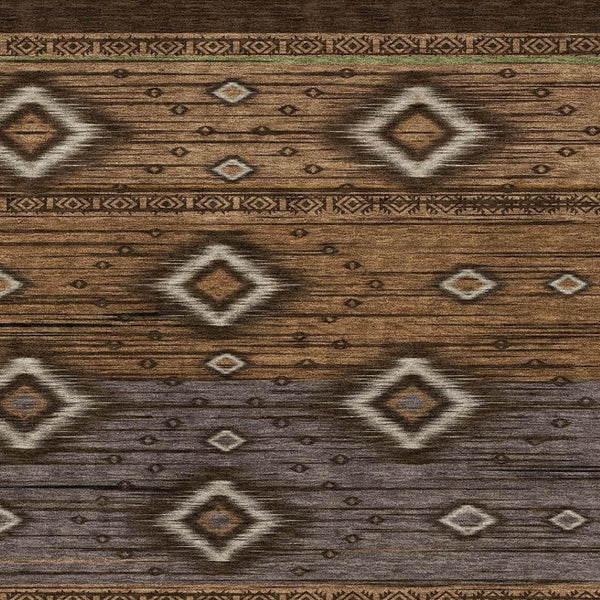 HomeRoots 10' X 14' Chocolate & Gray Tribal Area Rug - Durable, Stain-Resistant, UV Protected for Stylish Spaces 708916