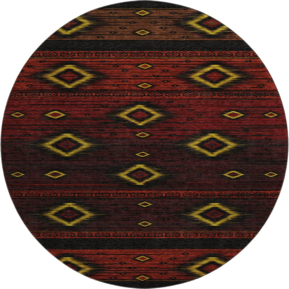 HomeRoots 8' X 10' Tribal Washable Area Rug in Striking Red, Black & Gold with UV Protection for Any Space 708920