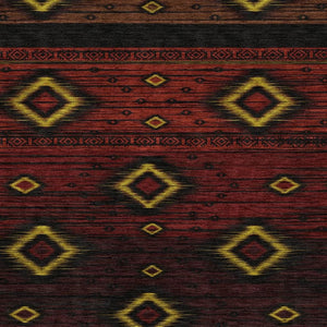 HomeRoots 9' X 12' Vibrant Red Black Gold Tribal Area Rug - Washable, UV Protected, Stain Resistant & Durable 708921