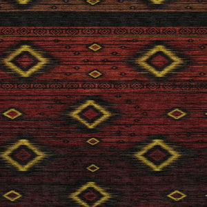 HomeRoots 10' Eye-Catching Red, Black & Gold Tribal Washable Area Rug - UV Protected, Kid & Pet Friendly! 708922