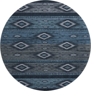 HomeRoots 8' X 10' Teal and Gray Tribal Washable Area Rug - Stylish, Durable, UV-Resistant for Modern Homes! 708926