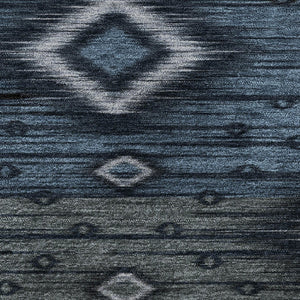 HomeRoots 8' X 10' Teal and Gray Tribal Washable Area Rug - Stylish, Durable, UV-Resistant for Modern Homes! 708926