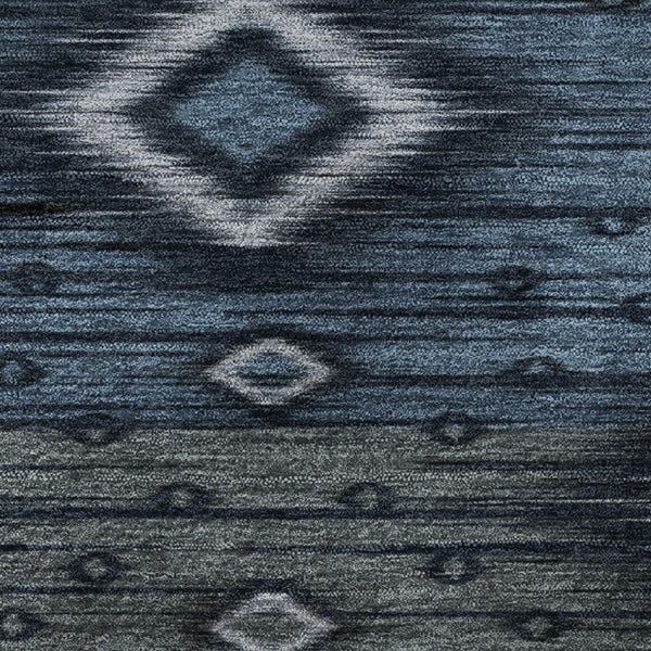 HomeRoots 8' X 10' Teal and Gray Tribal Washable Area Rug - Stylish, Durable, UV-Resistant for Modern Homes! 708926