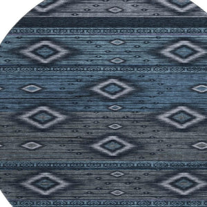 HomeRoots 8' X 10' Teal and Gray Tribal Washable Area Rug - Stylish, Durable, UV-Resistant for Modern Homes! 708926