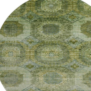 HomeRoots 8' X 10' Abstract Geometric Artichoke Green & Beige Washable Area Rug with UV Protection & Style 708932