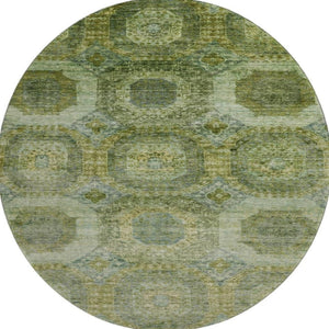 HomeRoots 8' X 10' Abstract Geometric Artichoke Green & Beige Washable Area Rug with UV Protection & Style 708932