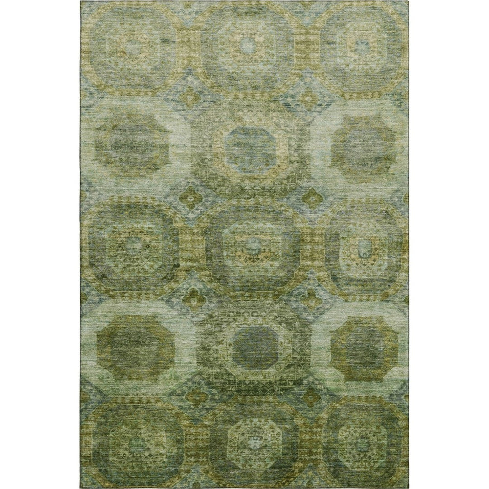 HomeRoots 9' X 12' Artichoke Green & Beige Abstract Geometric Area Rug with UV Protection for Durable Style 708933