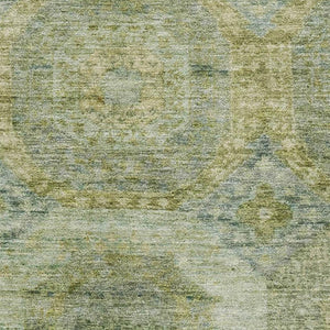 HomeRoots 9' X 12' Artichoke Green & Beige Abstract Geometric Area Rug with UV Protection for Durable Style 708933