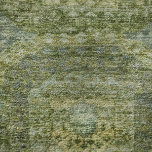 HomeRoots 10' Artichoke Green & Beige Abstract Geometric Area Rug - Washable, UV Protected, Durable Design 708934