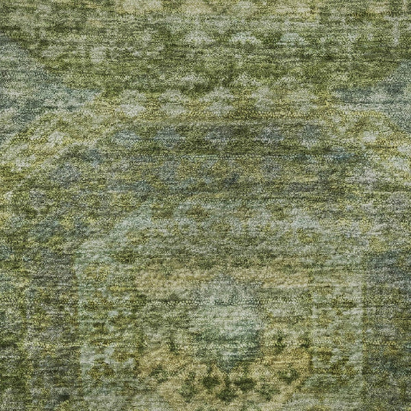 HomeRoots 10' Artichoke Green & Beige Abstract Geometric Area Rug - Washable, UV Protected, Durable Design 708934