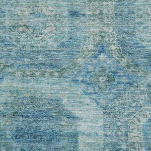 HomeRoots 5' X 8' Abstract Blue & Sky Blue Geometric Area Rug - Washable, UV Protected, Family-Friendly Design 708936