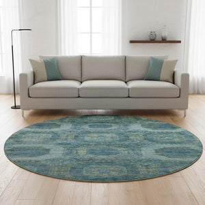 HomeRoots 8' X 10' Modern Blue Abstract Geometric Area Rug - Washable, UV-Protected & Stain Resistant Design 708938