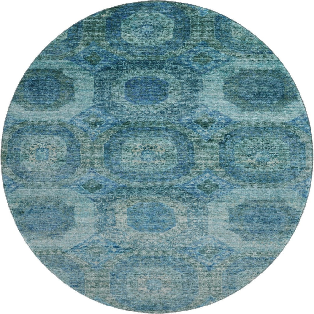 HomeRoots 8' X 10' Modern Blue Abstract Geometric Area Rug - Washable, UV-Protected & Stain Resistant Design 708938
