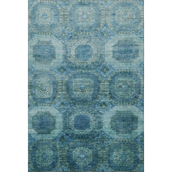 HomeRoots 9' X 12' Blue & Sky Blue Abstract Geometric Washable Area Rug for High-Traffic Homes & Kids 708939