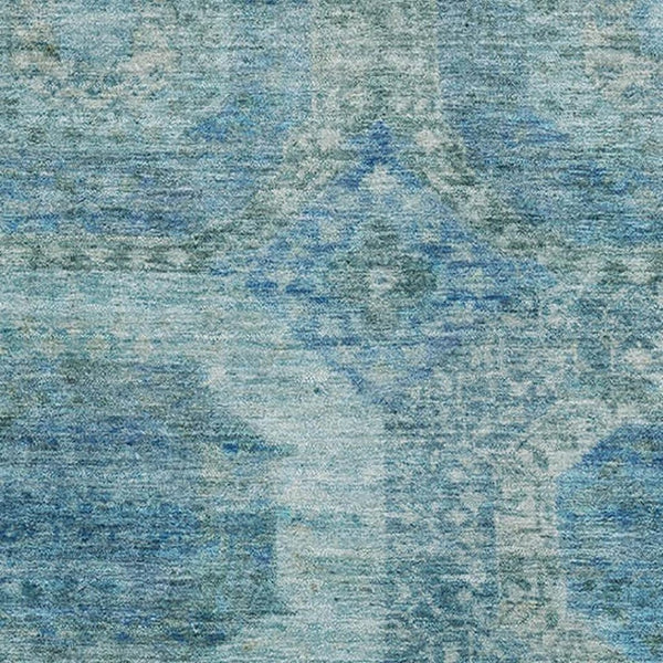 HomeRoots 10' X 14' Abstract Geometric Blue Area Rug – UV Protected, Washable, Stain-Resistant for Modern Homes 708940
