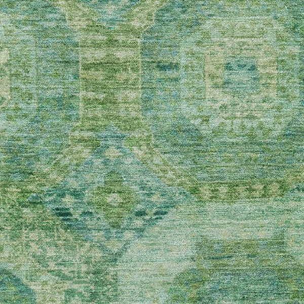 HomeRoots 5' X 8' Emerald Green Abstract Geometric Washable Area Rug - UV Protected, Kid & Pet Friendly! 708942