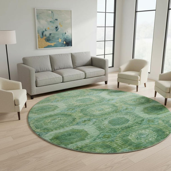 HomeRoots 8' X 10' Emerald & Green Abstract Geometric Washable Area Rug – Durable, UV-Protected & Stylish! 708944