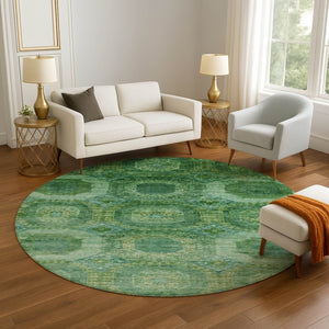 HomeRoots 8' X 10' Emerald & Green Abstract Geometric Washable Area Rug – Durable, UV-Protected & Stylish! 708944