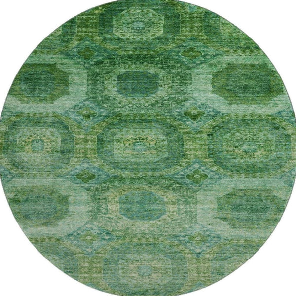 HomeRoots 8' X 10' Emerald & Green Abstract Geometric Washable Area Rug – Durable, UV-Protected & Stylish! 708944