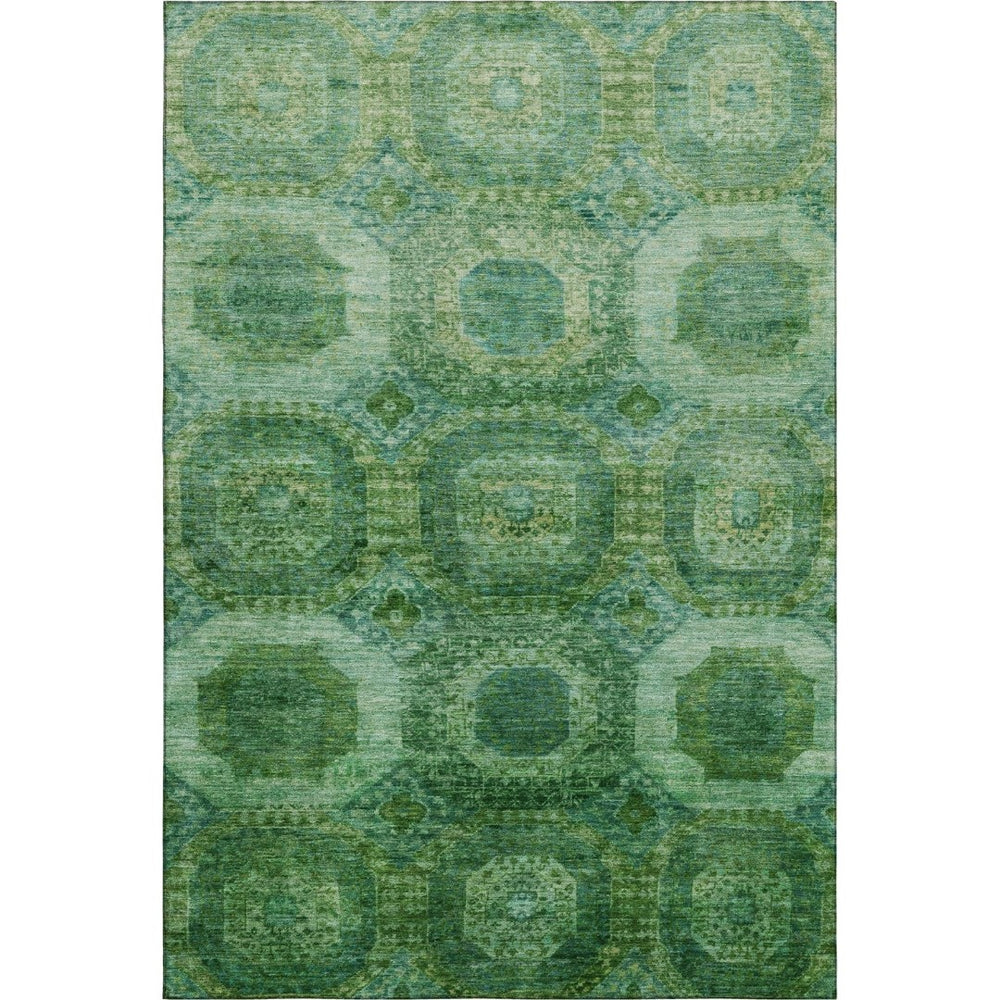 HomeRoots 9' X 12' Vibrant Emerald Green Abstract Geometric Washable Area Rug with UV Protection & Durability 708945
