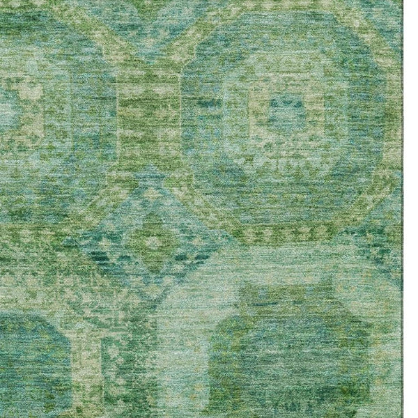 HomeRoots 9' X 12' Vibrant Emerald Green Abstract Geometric Washable Area Rug with UV Protection & Durability 708945