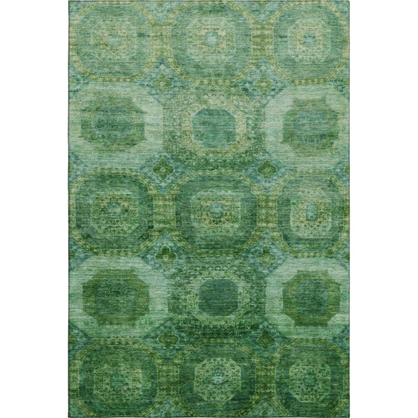 HomeRoots 10' X 14' Emerald & Green Abstract Geometric Area Rug - Washable, UV-Protected, Stain-Resistant Design 708946