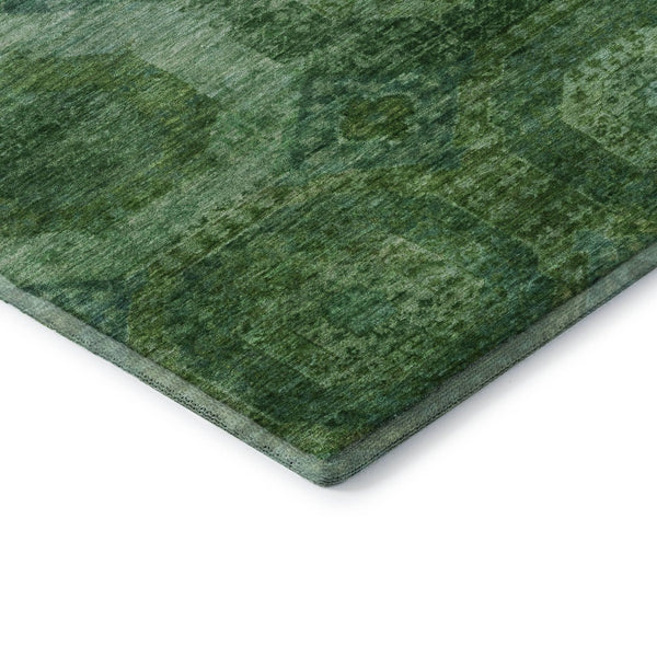 HomeRoots 10' X 14' Emerald & Green Abstract Geometric Area Rug - Washable, UV-Protected, Stain-Resistant Design 708946