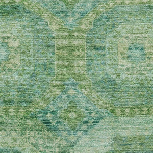 HomeRoots 10' X 14' Emerald & Green Abstract Geometric Area Rug - Washable, UV-Protected, Stain-Resistant Design 708946
