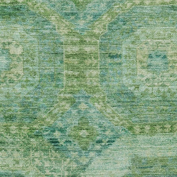 HomeRoots 10' X 14' Emerald & Green Abstract Geometric Area Rug - Washable, UV-Protected, Stain-Resistant Design 708946