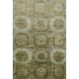 HomeRoots 5' Gold Beige and Brown Abstract Geometric Area Rug - Washable, UV Protected, Ideal for Homes 708948