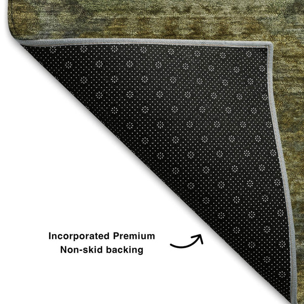 HomeRoots 5' Gold Beige and Brown Abstract Geometric Area Rug - Washable, UV Protected, Ideal for Homes 708948