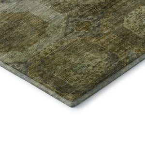 HomeRoots 5' Gold Beige and Brown Abstract Geometric Area Rug - Washable, UV Protected, Ideal for Homes 708948