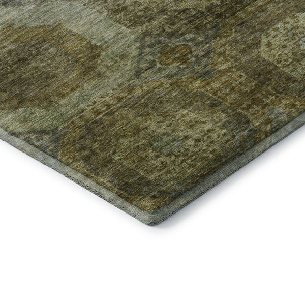 HomeRoots 5' Gold Beige and Brown Abstract Geometric Area Rug - Washable, UV Protected, Ideal for Homes 708948