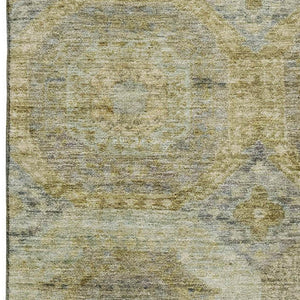 HomeRoots 5' Gold Beige and Brown Abstract Geometric Area Rug - Washable, UV Protected, Ideal for Homes 708948