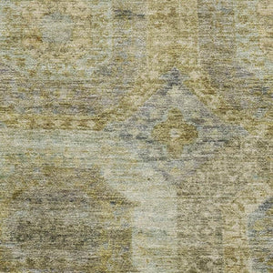 HomeRoots 8' Gold Beige and Brown Abstract Geometric Round Rug – Washable, UV-Protected, Non-Slip Design 708949