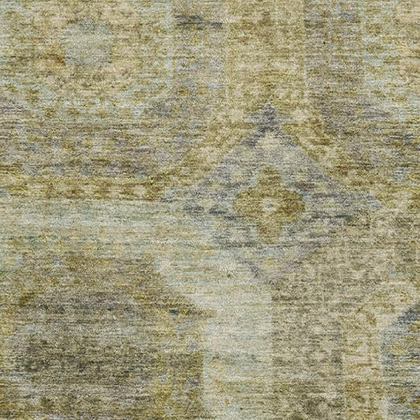 HomeRoots 8' Gold Beige and Brown Abstract Geometric Round Rug – Washable, UV-Protected, Non-Slip Design 708949