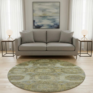 HomeRoots 8' X 10' Washable Gold Beige & Brown Abstract Geometric Area Rug with UV Protection for Homes 708950