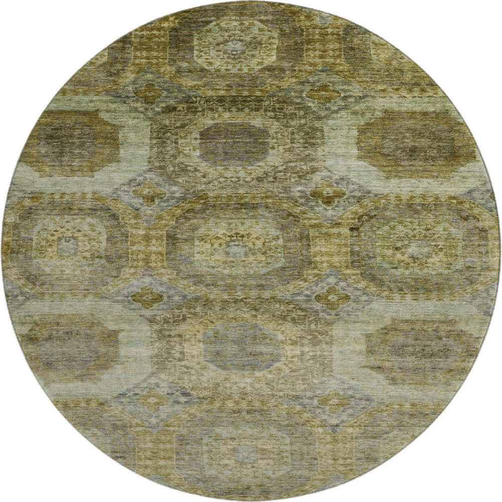 HomeRoots 8' X 10' Washable Gold Beige & Brown Abstract Geometric Area Rug with UV Protection for Homes 708950