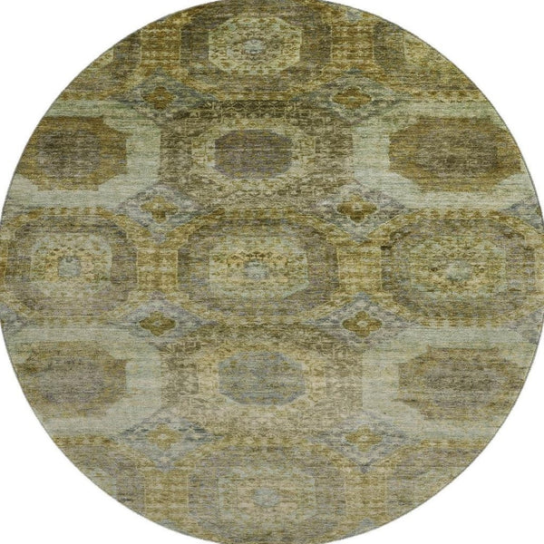 HomeRoots 8' X 10' Washable Gold Beige & Brown Abstract Geometric Area Rug with UV Protection for Homes 708950