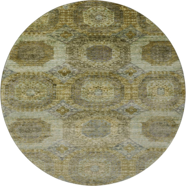 HomeRoots 8' X 10' Washable Gold Beige & Brown Abstract Geometric Area Rug with UV Protection for Homes 708950