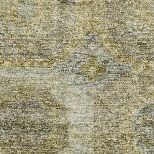HomeRoots 9' X 12' Abstract Geometric Washable Area Rug in Gold Beige & Brown - Durable, UV Protected Design! 708951