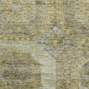 HomeRoots 10' Washable Area Rug in Gold Beige & Brown Abstract Geometric Design with UV Protection & Non-Slip 708952