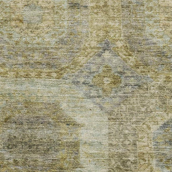 HomeRoots 10' Washable Area Rug in Gold Beige & Brown Abstract Geometric Design with UV Protection & Non-Slip 708952