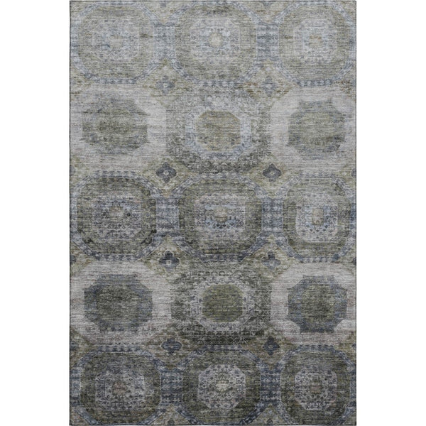 HomeRoots 8' Coffee and Gray Abstract Geometric Washable Round Rug - Durable, Stylish, UV & Stain Resistant! 708955