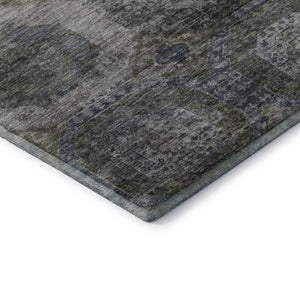 HomeRoots 8' Coffee and Gray Abstract Geometric Washable Round Rug - Durable, Stylish, UV & Stain Resistant! 708955