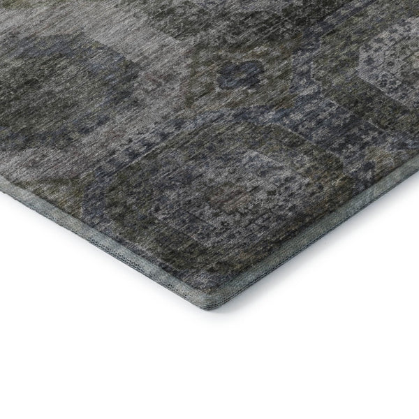 HomeRoots 8' Coffee and Gray Abstract Geometric Washable Round Rug - Durable, Stylish, UV & Stain Resistant! 708955