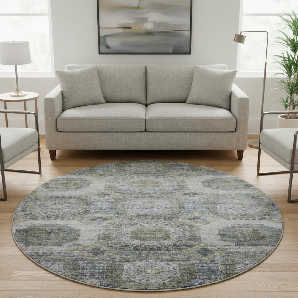 HomeRoots 8' X 10' Coffee and Gray Abstract Geometric Area Rug – Washable, UV-Protected, Stain-Resistant Design 708956