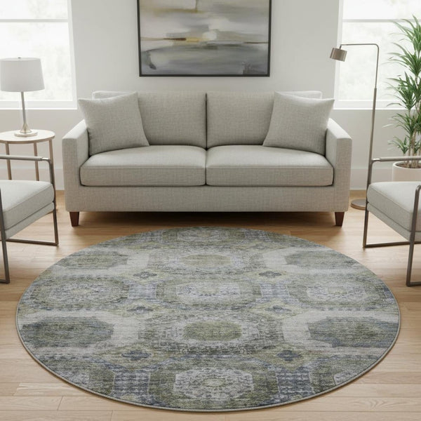 HomeRoots 8' X 10' Coffee and Gray Abstract Geometric Area Rug – Washable, UV-Protected, Stain-Resistant Design 708956