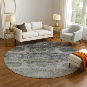 HomeRoots 8' X 10' Coffee and Gray Abstract Geometric Area Rug – Washable, UV-Protected, Stain-Resistant Design 708956